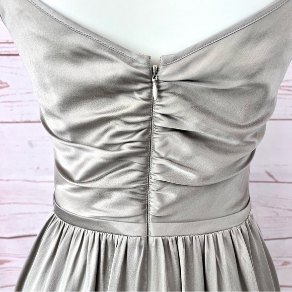 Banana Republic Taupe Brushed Silk Ruched Sleeveless Retro Flare Pocket Dress - Picture 11 of 15